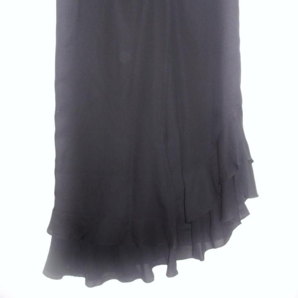 Milano Black Light Full Long Wide Tiered Asymmetrical Flounce Ruffle Skirt Size: